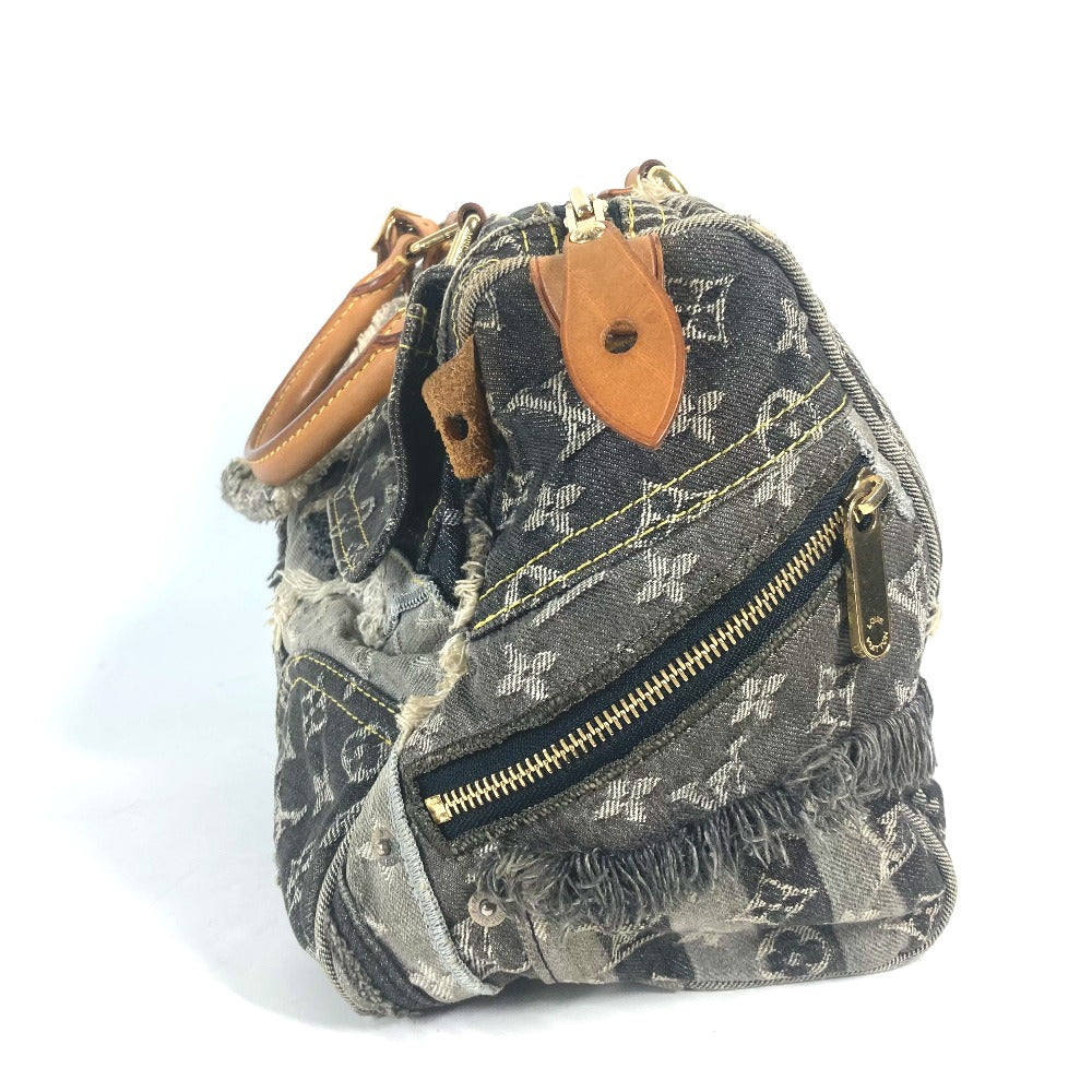 LOUIS VUITTON M95381 モノグラムデニム パッチワーク スピーディ30 ミニボストンバッグ カバン ハンドバッグ デニム レディース ブラック