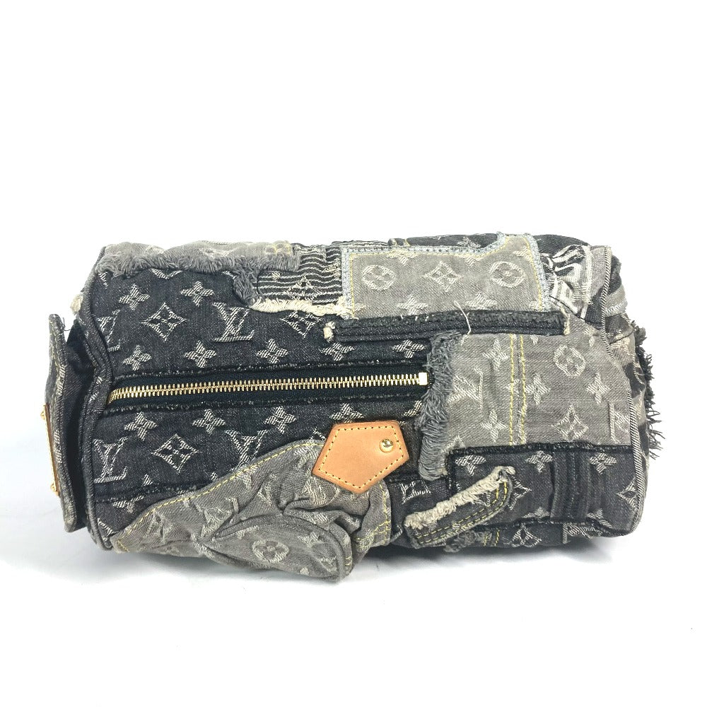 LOUIS VUITTON M95381 モノグラムデニム パッチワーク スピーディ30 ミニボストンバッグ カバン ハンドバッグ デニム レディース ブラック
