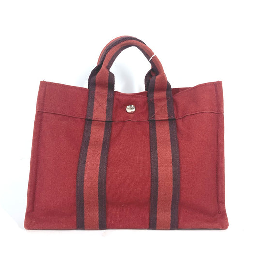 HERMES フールトゥPM カバン トートバッグ ハンドバッグ キャンバス レディース レッド