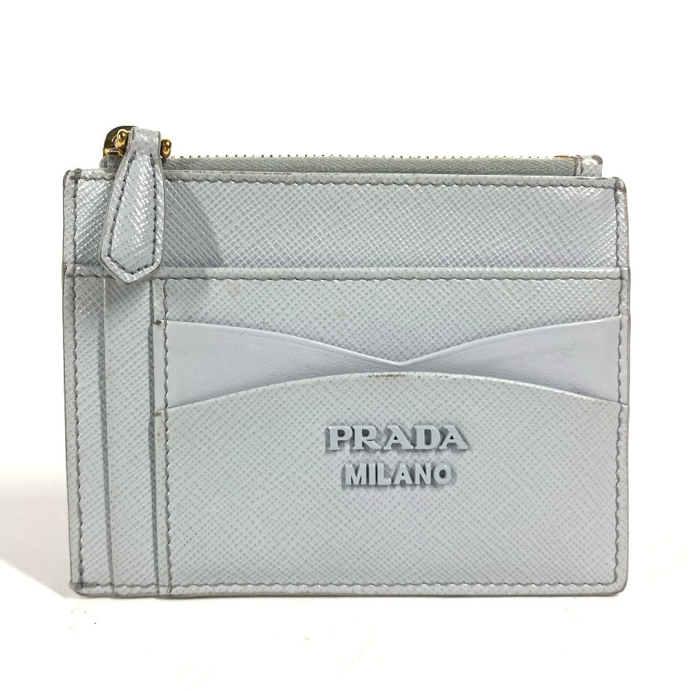 PRADA ロゴ 財布 小銭入れ コインケース サフィアーノレザ－ レディース ブルー