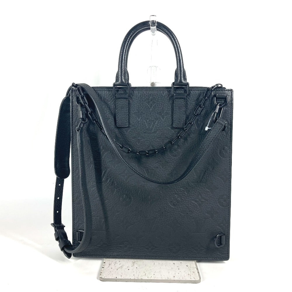 LOUIS VUITTON M55924 モノグラムトリヨン サックプラ カバン 2WAYバッグ トートバッグ 縦型 斜め掛け ショルダーバッグ トリヨンレザー メンズ ノワール ブラック