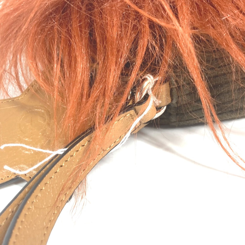 GUCCI 704806 GG らいおん ライオン ラウンド カバン ストラップ付 ポーチ クラッチバッグ ファー レディース ブラウン