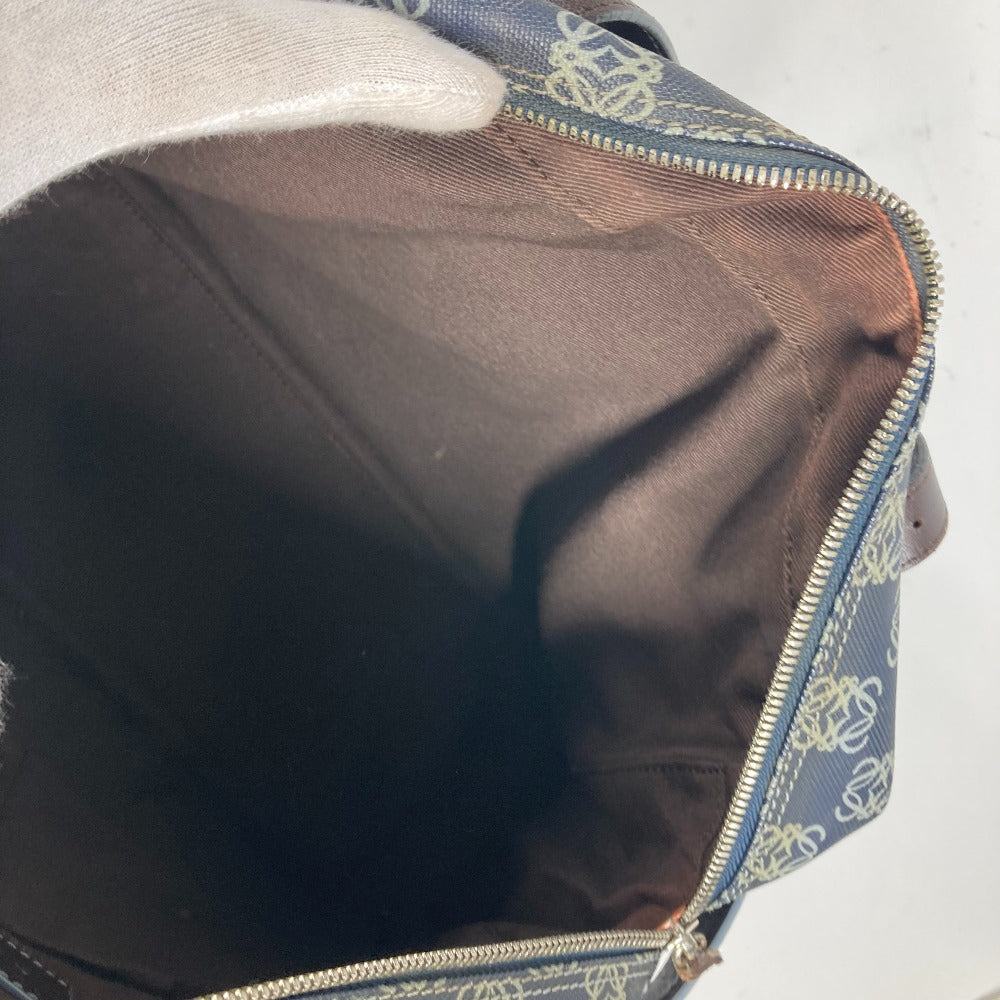 LOEWE ショルダーバッグ 肩掛け アナグラム ロゴ ポーチ付き ミニボストンバッグ ハンドバッグ ボストンバッグ PVC/レザー メンズ ネイビー