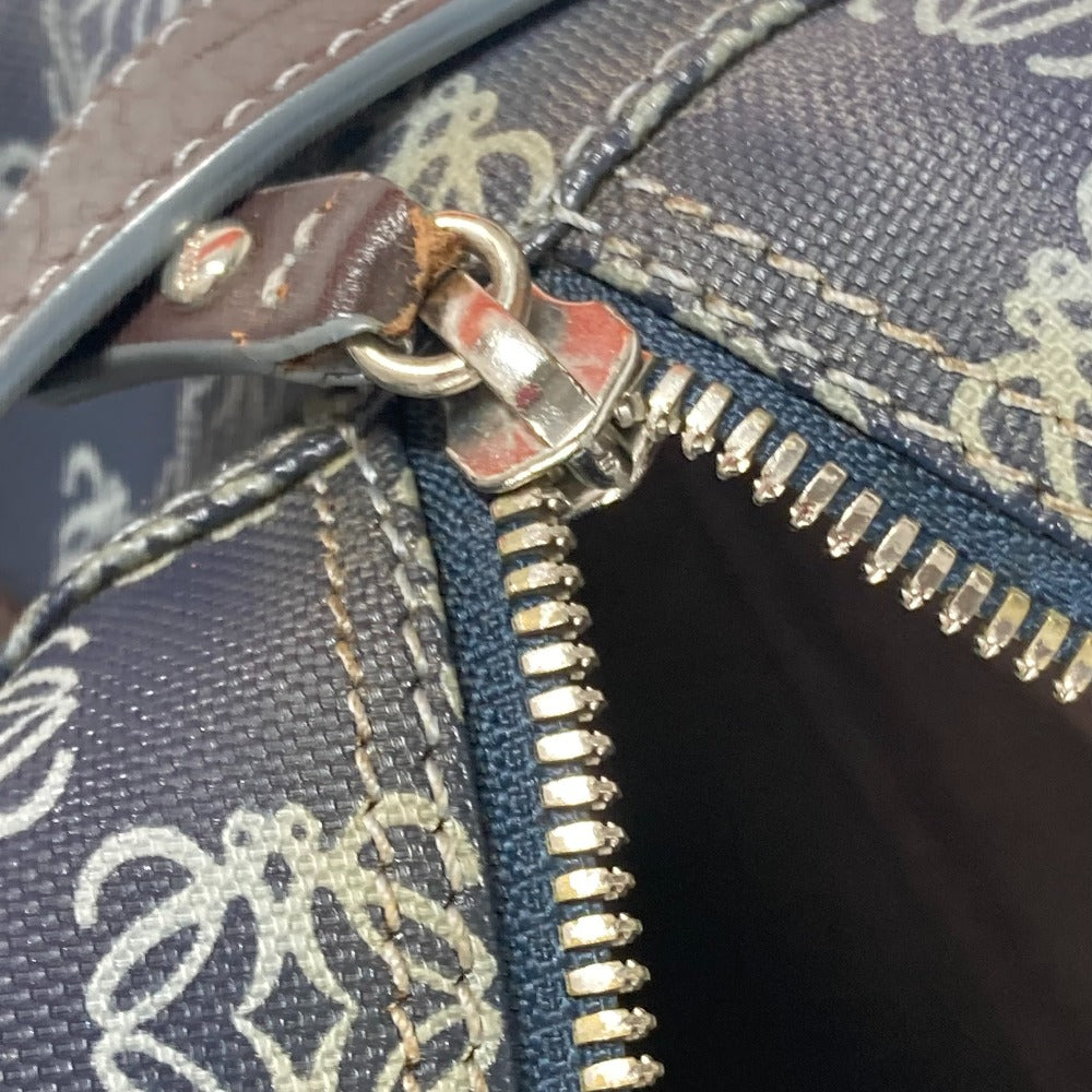 LOEWE ショルダーバッグ 肩掛け アナグラム ロゴ ポーチ付き ミニボストンバッグ ハンドバッグ ボストンバッグ PVC/レザー メンズ ネイビー