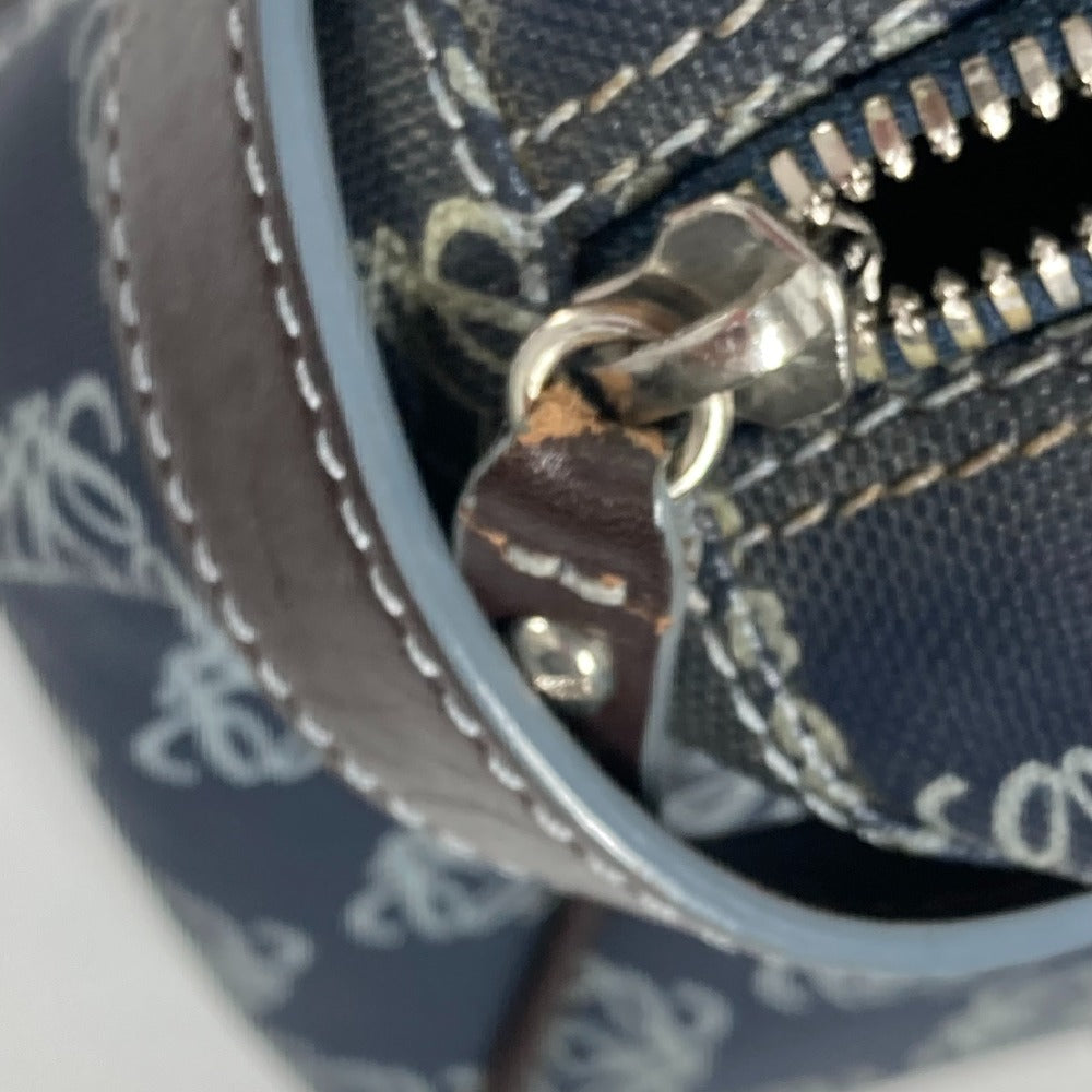 LOEWE ショルダーバッグ 肩掛け アナグラム ロゴ ポーチ付き ミニボストンバッグ ハンドバッグ ボストンバッグ PVC/レザー メンズ ネイビー