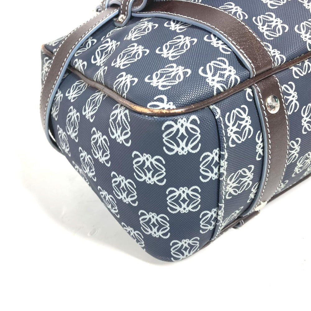 LOEWE ショルダーバッグ 肩掛け アナグラム ロゴ ポーチ付き ミニボストンバッグ ハンドバッグ ボストンバッグ PVC/レザー メンズ ネイビー