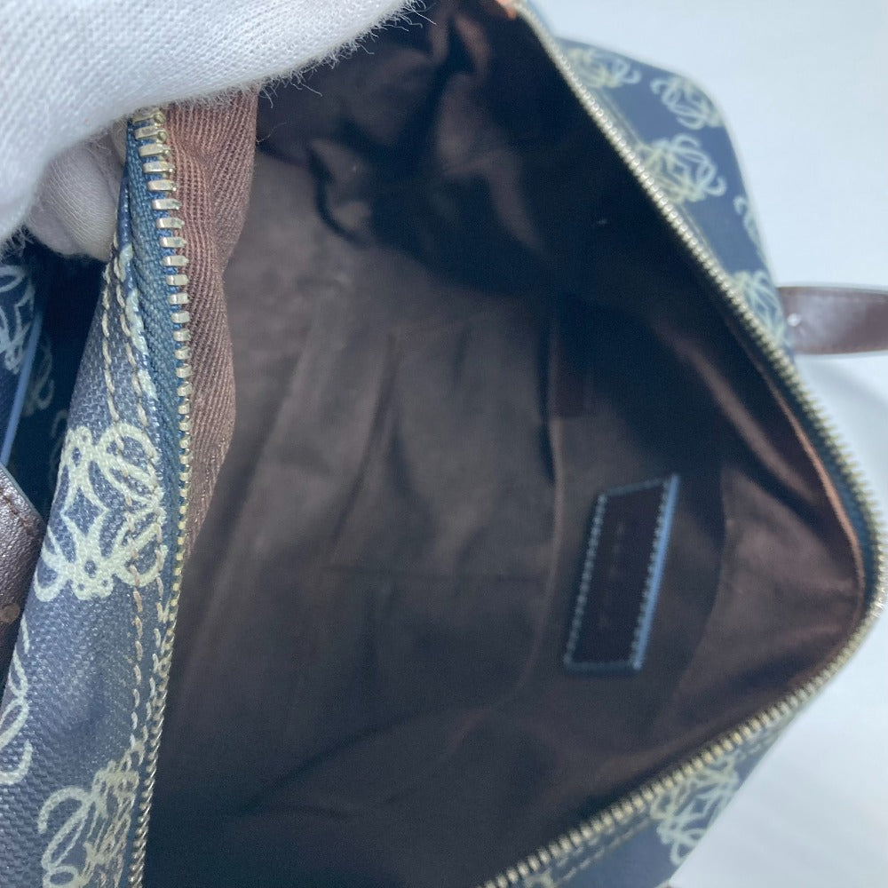 LOEWE ショルダーバッグ 肩掛け アナグラム ロゴ ポーチ付き ミニボストンバッグ ハンドバッグ ボストンバッグ PVC/レザー メンズ ネイビー