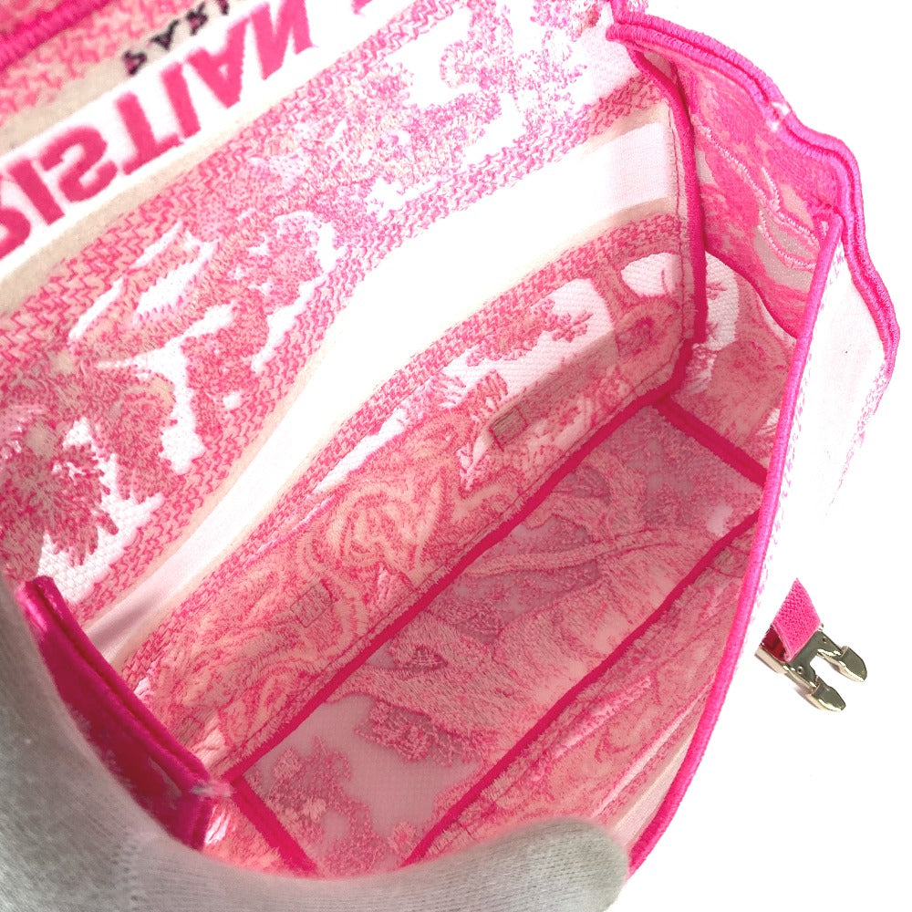 Dior トワルドゥジュイ 刺繍 ロゴ 斜め掛け カバン ショルダーバッグ キャンバス レディース ピンク - brandshop-reference