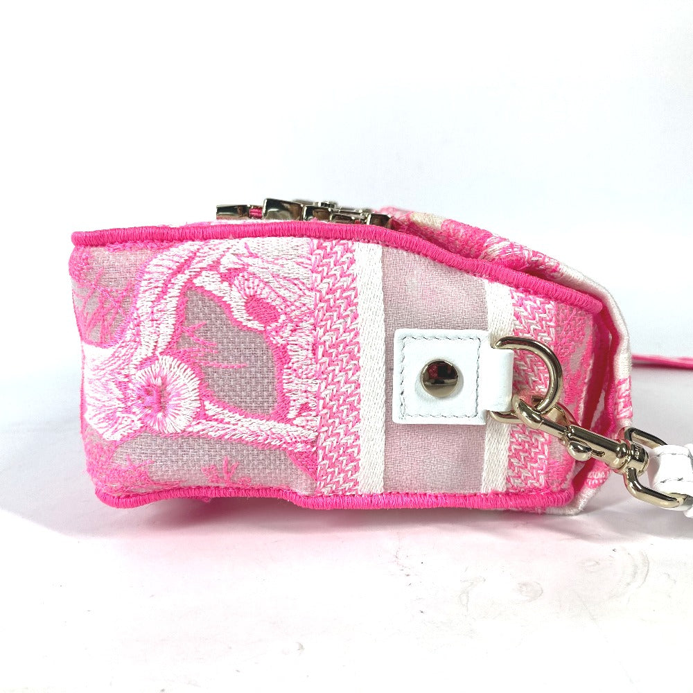 Dior トワルドゥジュイ 刺繍 ロゴ 斜め掛け カバン ショルダーバッグ キャンバス レディース ピンク - brandshop-reference