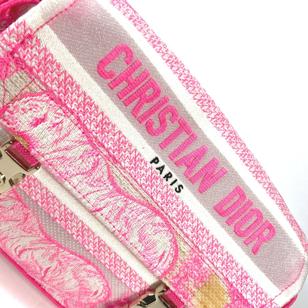 Dior トワルドゥジュイ 刺繍 ロゴ 斜め掛け カバン ショルダーバッグ キャンバス レディース ピンク - brandshop-reference