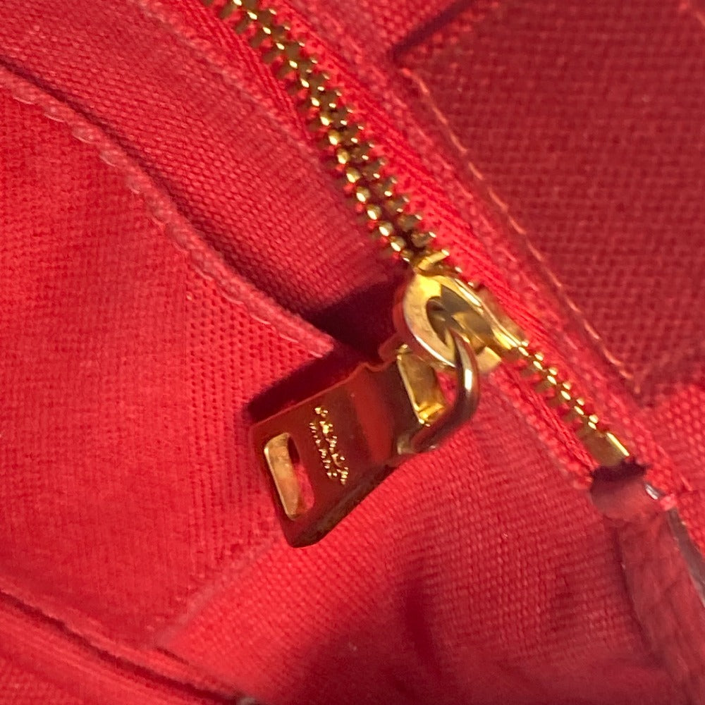 PRADA ロゴプレート カナパ CANAPA ミニ MINI ハンドバッグ カバン トートバッグ キャンバス レディース レッド - brandshop-reference