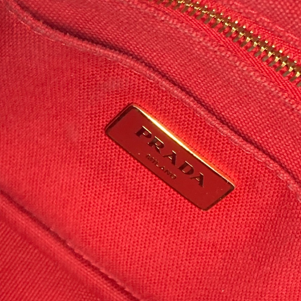 PRADA ロゴプレート カナパ CANAPA ミニ MINI ハンドバッグ カバン トートバッグ キャンバス レディース レッド - brandshop-reference
