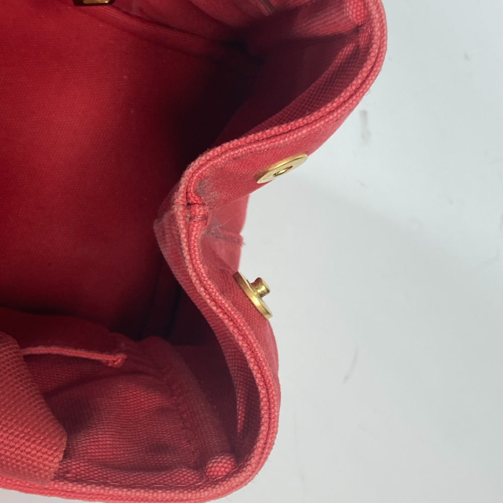 PRADA ロゴプレート カナパ CANAPA ミニ MINI ハンドバッグ カバン トートバッグ キャンバス レディース レッド - brandshop-reference