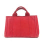 PRADA ロゴプレート カナパ CANAPA ミニ MINI ハンドバッグ カバン トートバッグ キャンバス レディース レッド - brandshop-reference