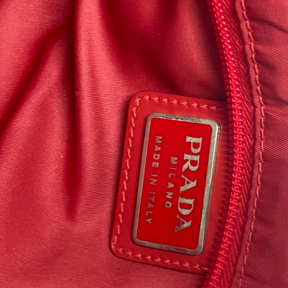 PRADA ポシェット トライアングルロゴ 三角ロゴ プレート カバン 斜め掛け ショルダーバッグ ナイロン レディース レッド