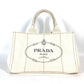 PRADA BN1877 ロゴプレート カナパ CANAPA ハンドバッグ カバン トートバッグ キャンバス レディース アイボリー