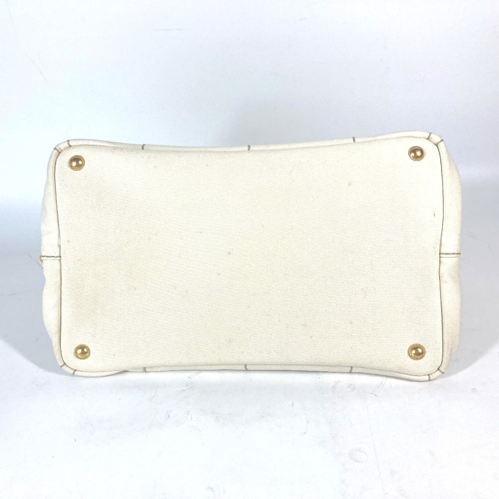 PRADA BN1877 ロゴプレート カナパ CANAPA ハンドバッグ カバン トートバッグ キャンバス レディース アイボリー