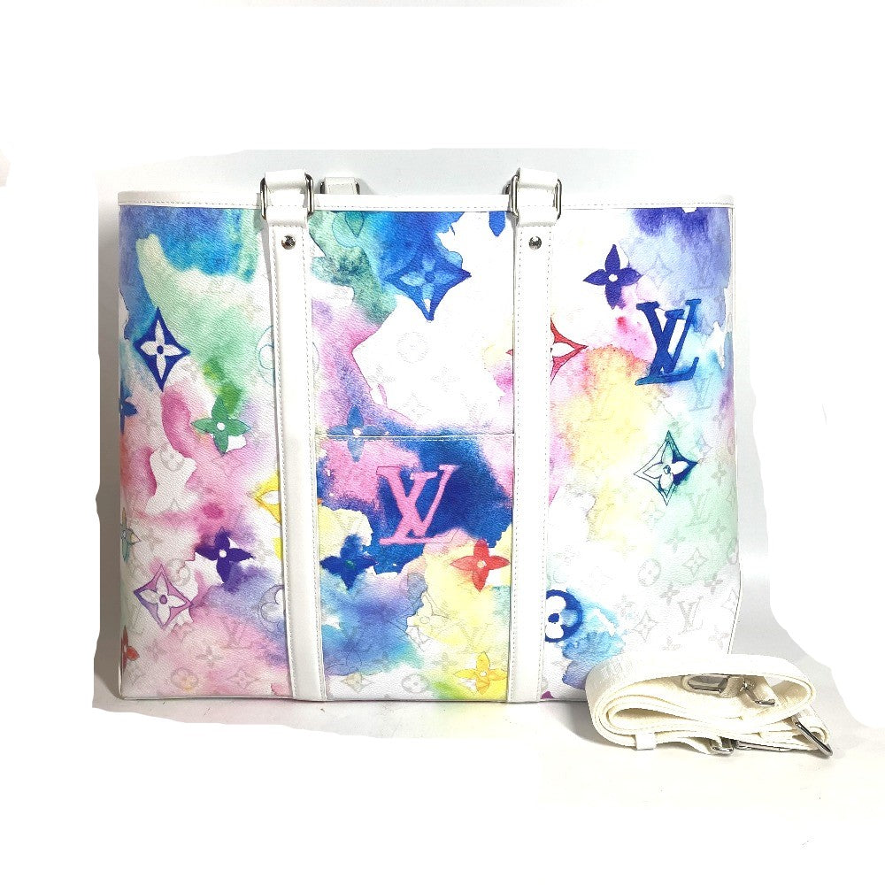 LOUIS VUITTON M45754 ウォーターカラーモノグラム ウィークエンド トートGM 2WAYバッグ ショルダーバッグ 斜め掛け トートバッグ レザー ユニセックス ホワイト