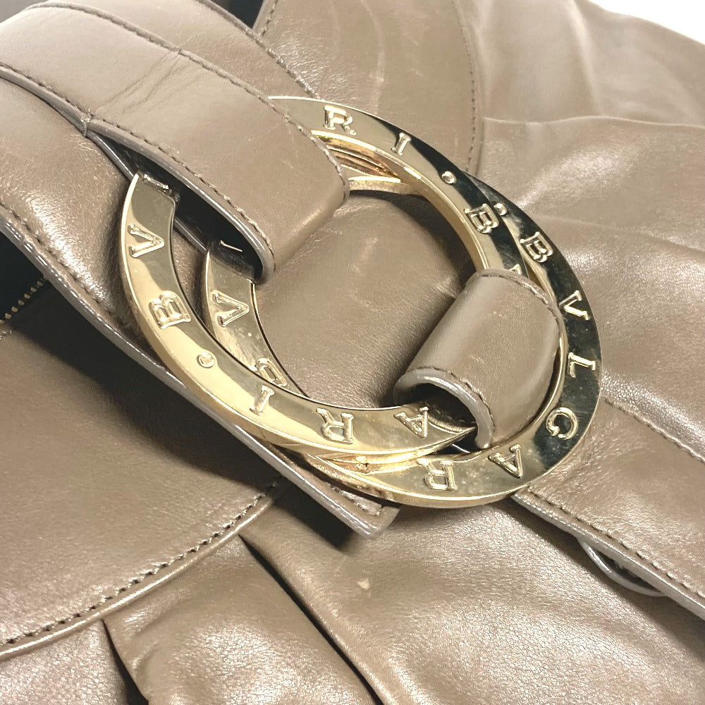 BVLGARI ブルガリブルガリ ロゴ カバン 肩掛け ショルダーバッグ レザー レディース グレー