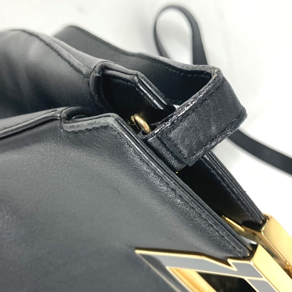 Salvatore Ferragamo ロゴ メタルハンドル 2WAYバッグ カバン ハンドバッグ ポシェット 斜め掛け ショルダーバッグ レザー レディース ブラック