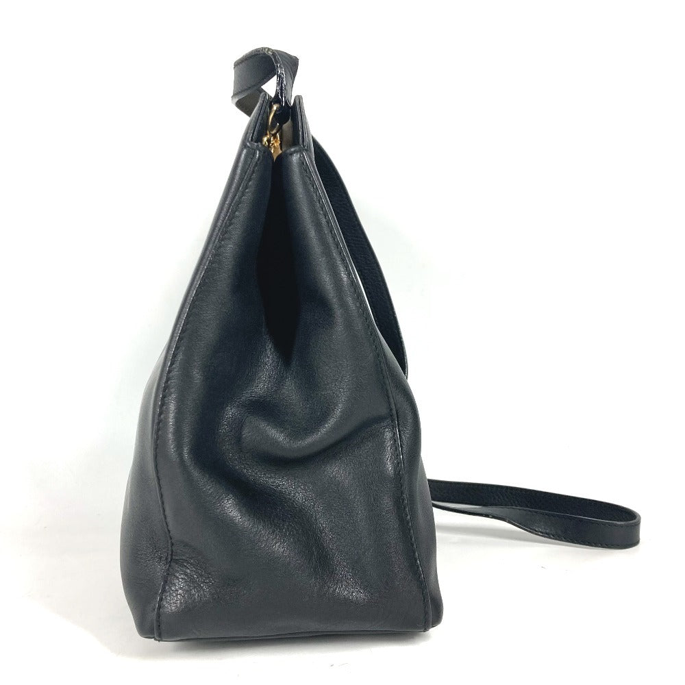 Salvatore Ferragamo ロゴ メタルハンドル 2WAYバッグ カバン ハンドバッグ ポシェット 斜め掛け ショルダーバッグ レザー レディース ブラック