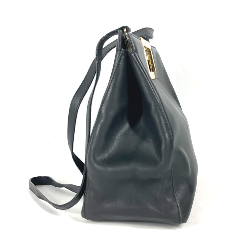 Salvatore Ferragamo ロゴ メタルハンドル 2WAYバッグ カバン ハンドバッグ ポシェット 斜め掛け ショルダーバッグ レザー レディース ブラック