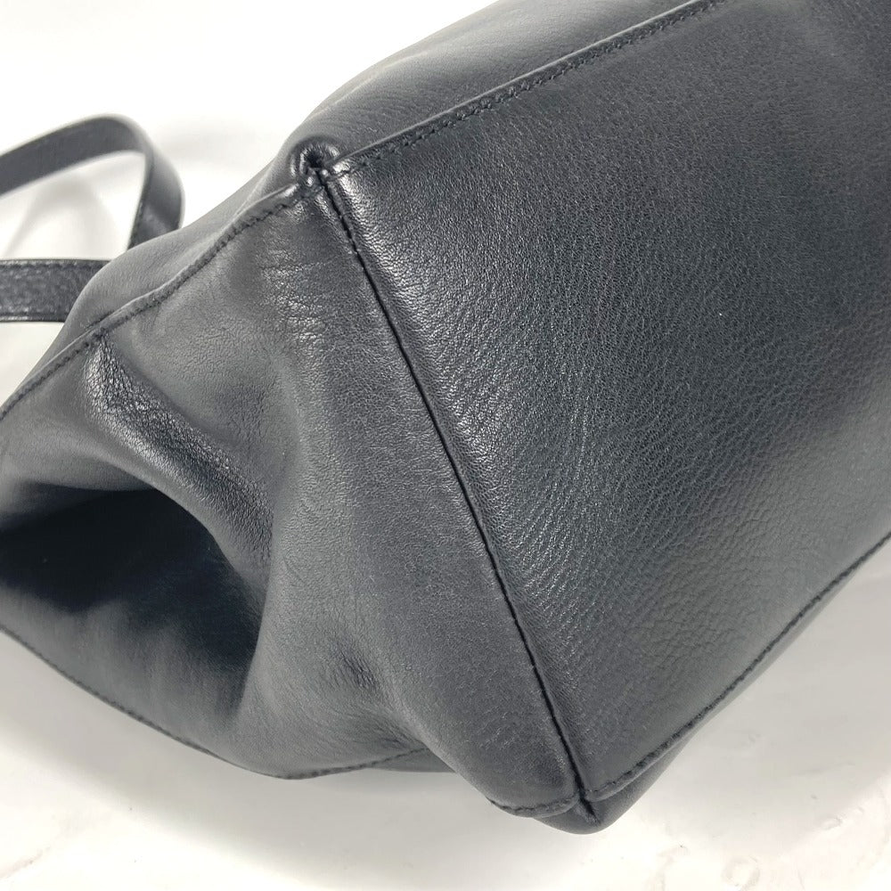 Salvatore Ferragamo ロゴ メタルハンドル 2WAYバッグ カバン ハンドバッグ ポシェット 斜め掛け ショルダーバッグ レザー レディース ブラック