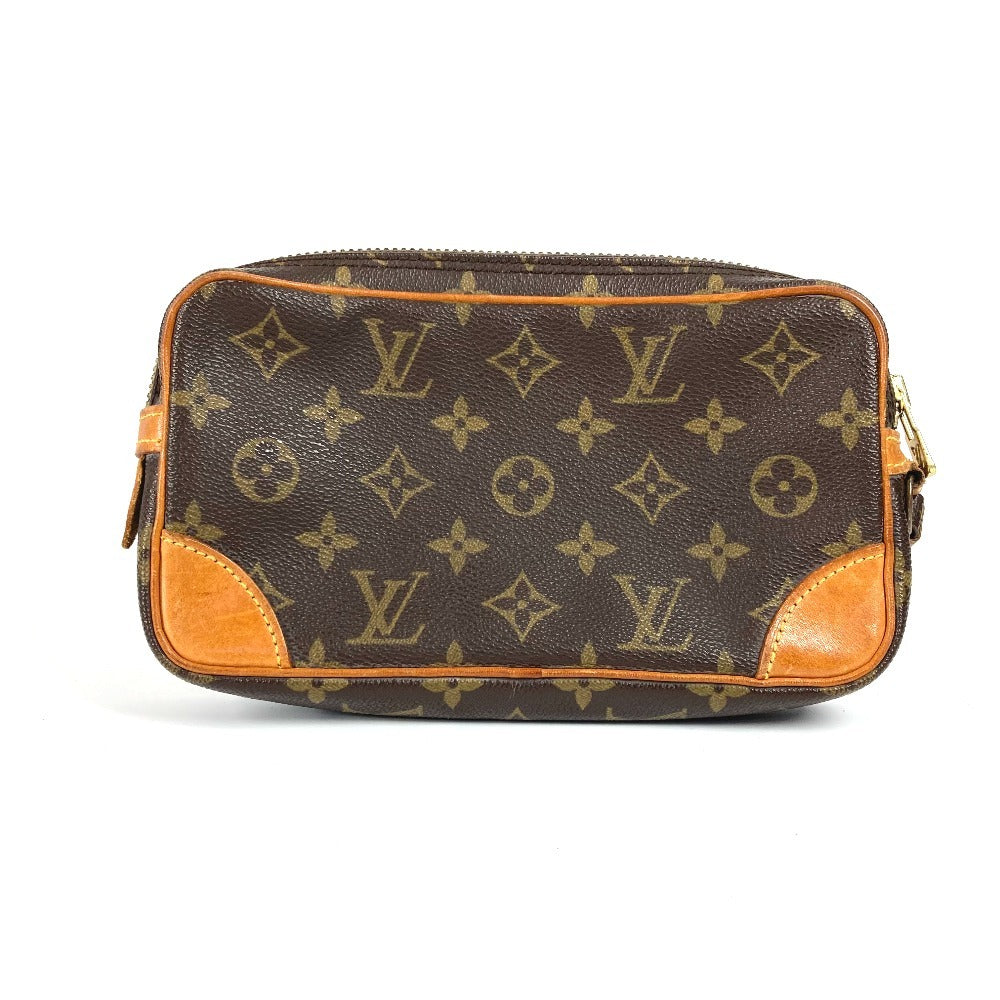 LOUIS VUITTON M51827 Monogram Marly Dragonne PM Pouch/Clutch Bag with Strap, Second Bag, Monogram Canvas, Unisex, Brown