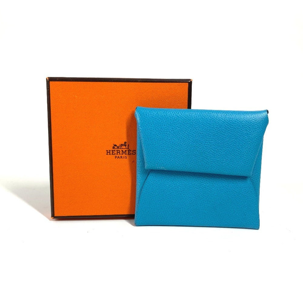 HERMES Bastia Wallet Coin Compartment coin purse Leather blue Used