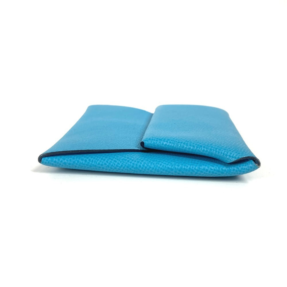 HERMES Bastia Wallet Coin Compartment coin purse Leather blue Used