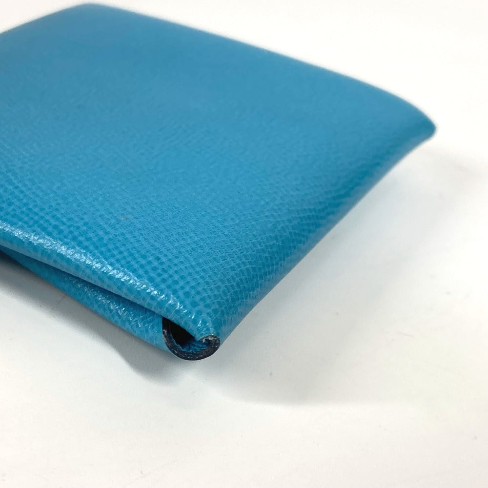 HERMES Bastia Wallet Coin Compartment coin purse Leather blue Used