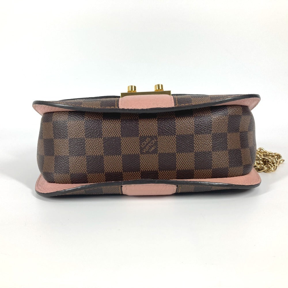 LOUIS VUITTON N64418 ダミエ ワイト カバン 斜め掛け フラップ ポシェット Wチェーン ショルダーバッグ ダミエキャンバス レディース ピンク