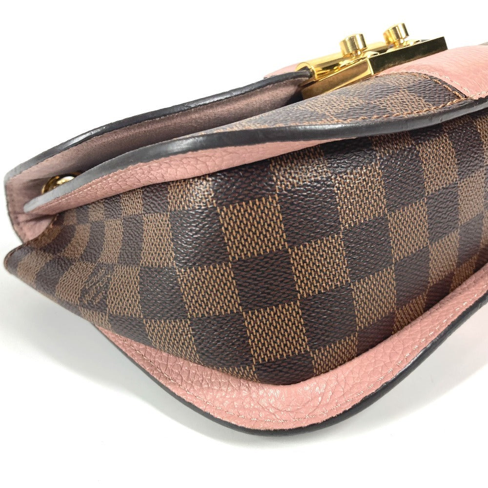 LOUIS VUITTON N64418 ダミエ ワイト カバン 斜め掛け フラップ ポシェット Wチェーン ショルダーバッグ ダミエキャンバス レディース ピンク