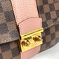 LOUIS VUITTON N64418 ダミエ ワイト カバン 斜め掛け フラップ ポシェット Wチェーン ショルダーバッグ ダミエキャンバス レディース ピンク