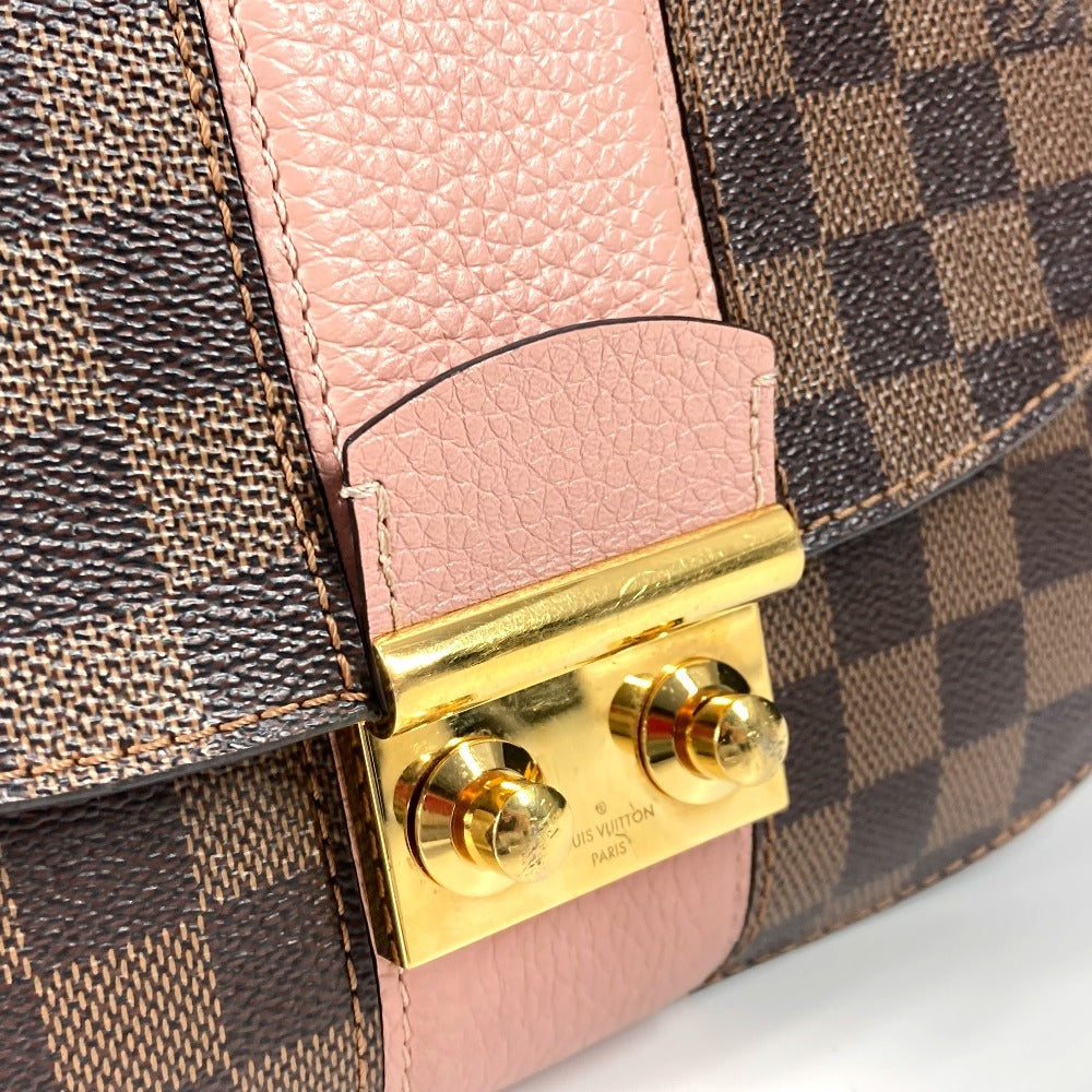 LOUIS VUITTON N64418 ダミエ ワイト カバン 斜め掛け フラップ ポシェット Wチェーン ショルダーバッグ ダミエキャンバス レディース ピンク
