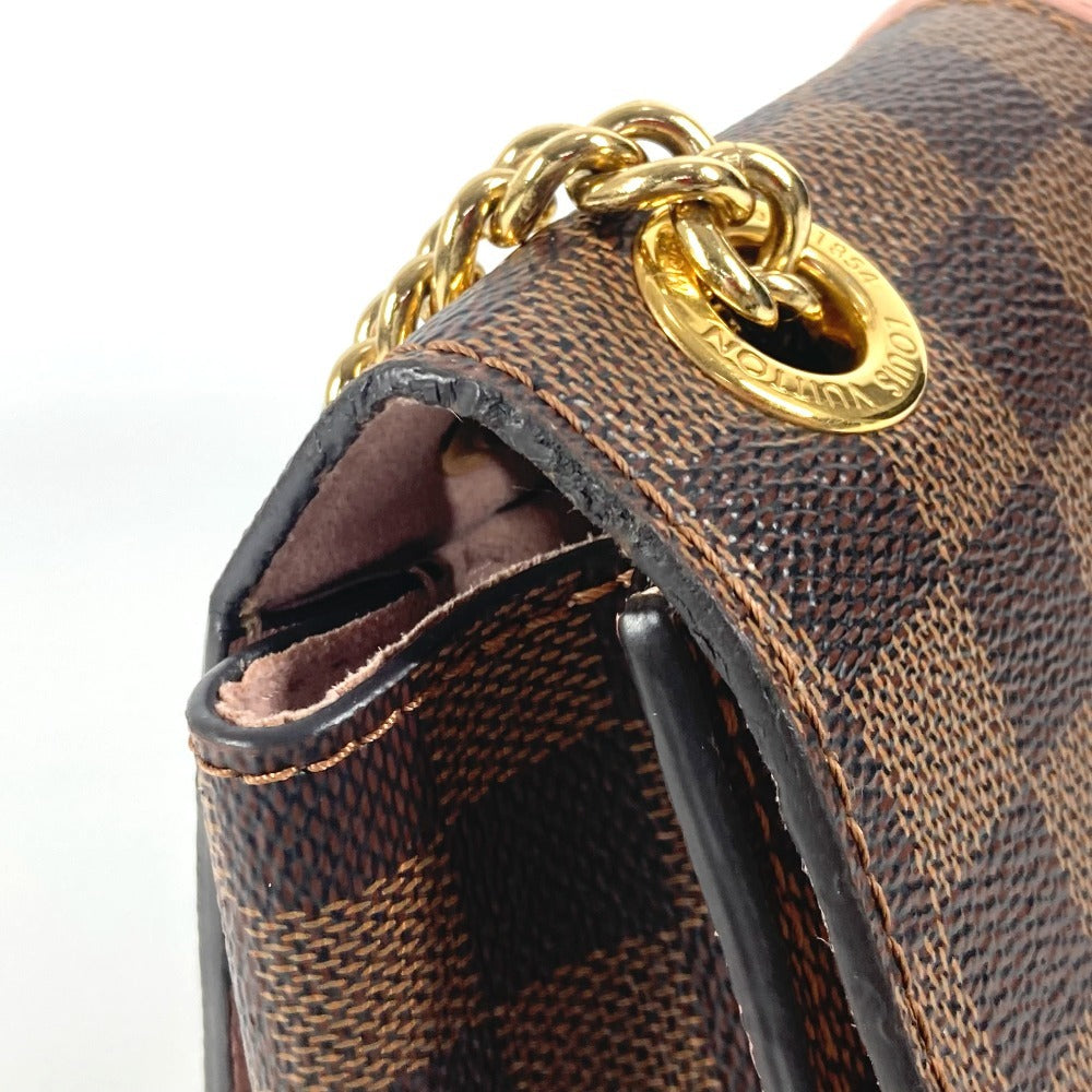 LOUIS VUITTON N64418 ダミエ ワイト カバン 斜め掛け フラップ ポシェット Wチェーン ショルダーバッグ ダミエキャンバス レディース ピンク