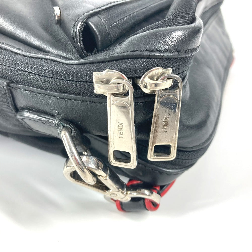 FENDI 7VA411 ンスターアイ ロゴ FANTASTIC 斜め掛け カバン ハンドバッグ ポシェット ショルダーバッグ ナイロン ユニセックス ブラック