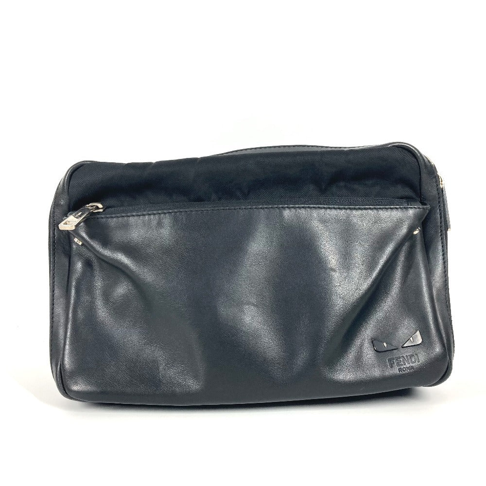 FENDI 7VA411 ンスターアイ ロゴ FANTASTIC 斜め掛け カバン ハンドバッグ ポシェット ショルダーバッグ ナイロン ユニセックス ブラック