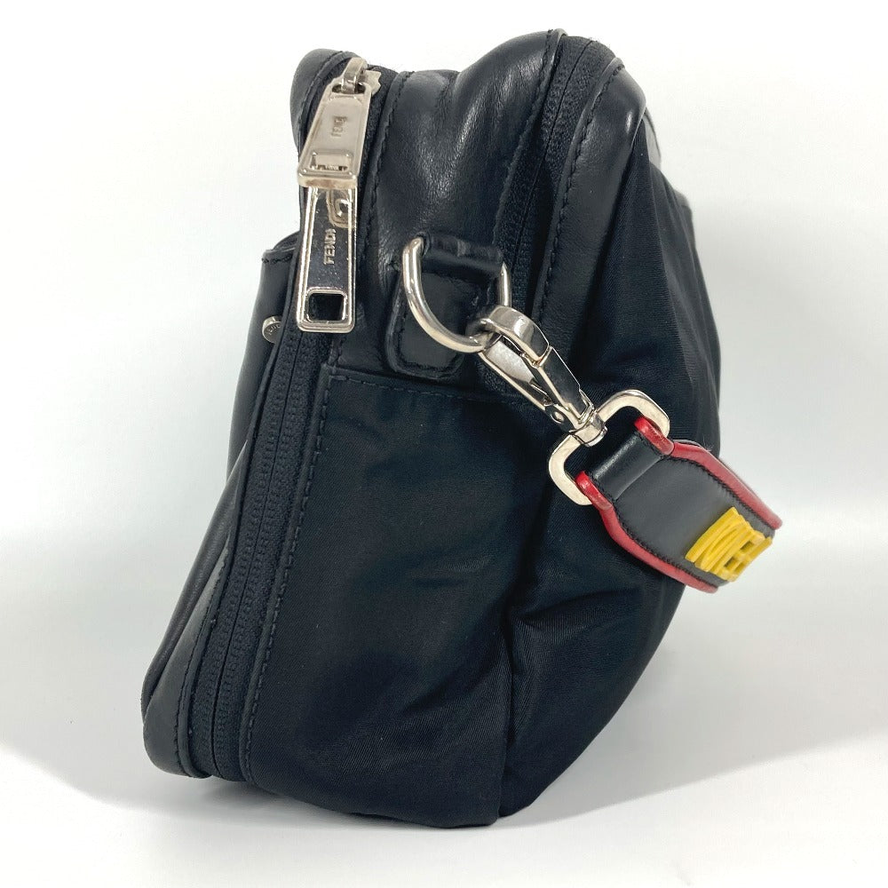 FENDI 7VA411 ンスターアイ ロゴ FANTASTIC 斜め掛け カバン ハンドバッグ ポシェット ショルダーバッグ ナイロン ユニセックス ブラック