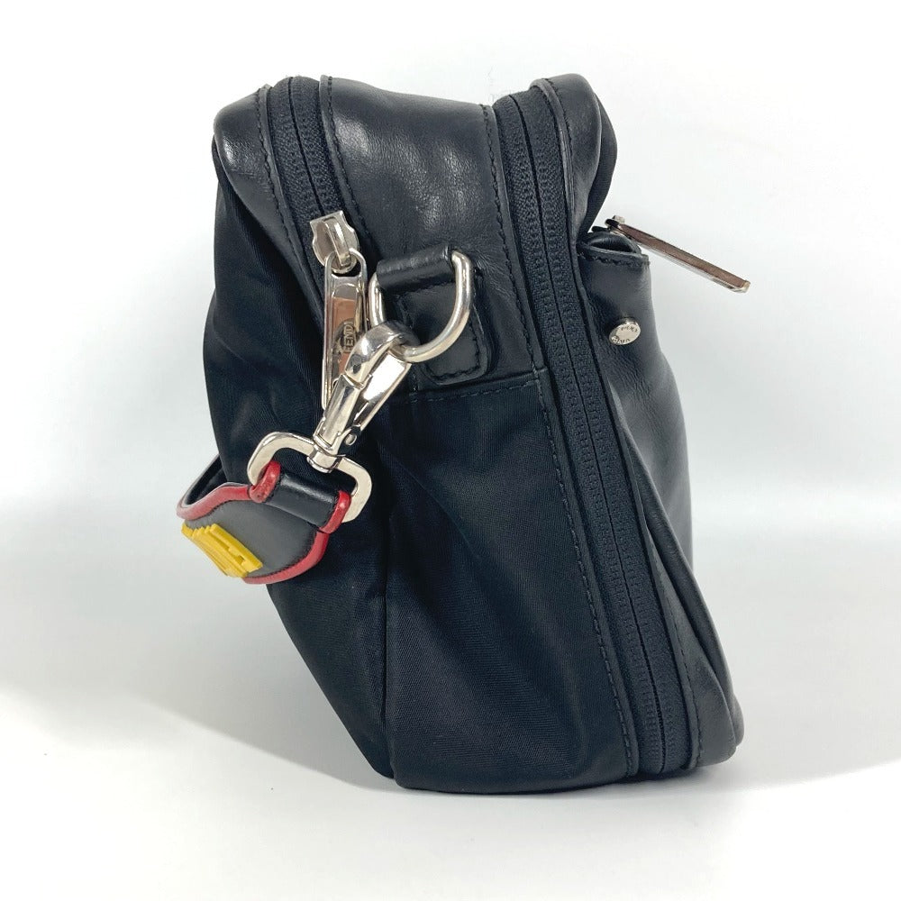 FENDI 7VA411 ンスターアイ ロゴ FANTASTIC 斜め掛け カバン ハンドバッグ ポシェット ショルダーバッグ ナイロン ユニセックス ブラック