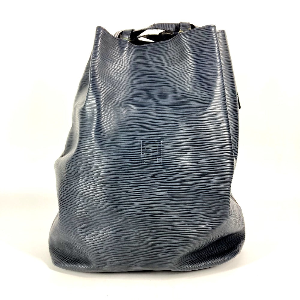 FENDI ヴィンテージ FFロゴ 巾着 カバン 肩掛け バケツ型 ショルダーバッグ レザー ユニセックス ネイビー