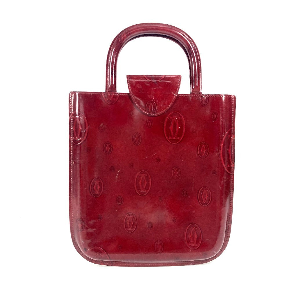 CARTIER ハッピーバースデー ロゴ カバン トートバッグ ハンドバッグ レザー レディース レッド