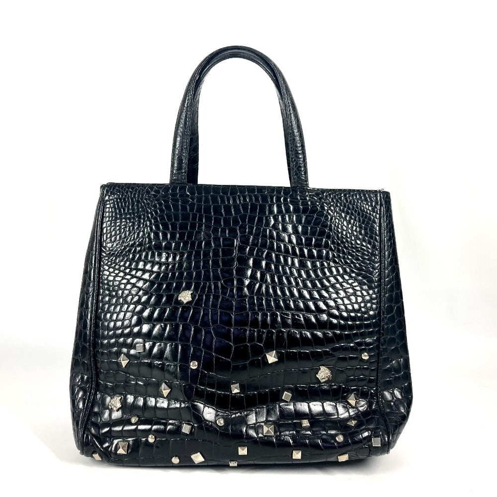 VERSACE メデューサ ロゴ スタッズ カバン トートバッグ ハンドバッグ レザー レディース ブラック