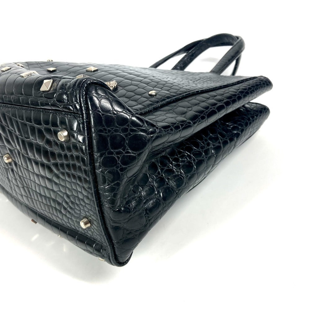 VERSACE メデューサ ロゴ スタッズ カバン トートバッグ ハンドバッグ レザー レディース ブラック