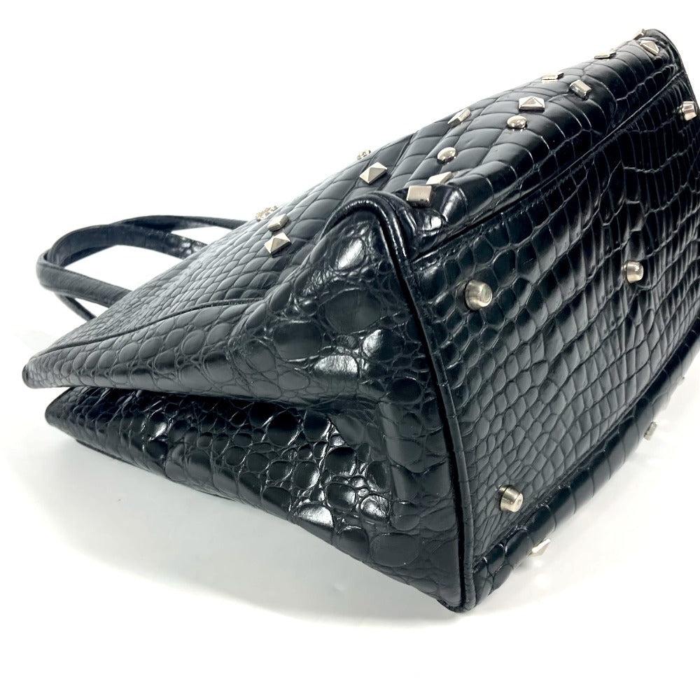 VERSACE メデューサ ロゴ スタッズ カバン トートバッグ ハンドバッグ レザー レディース ブラック