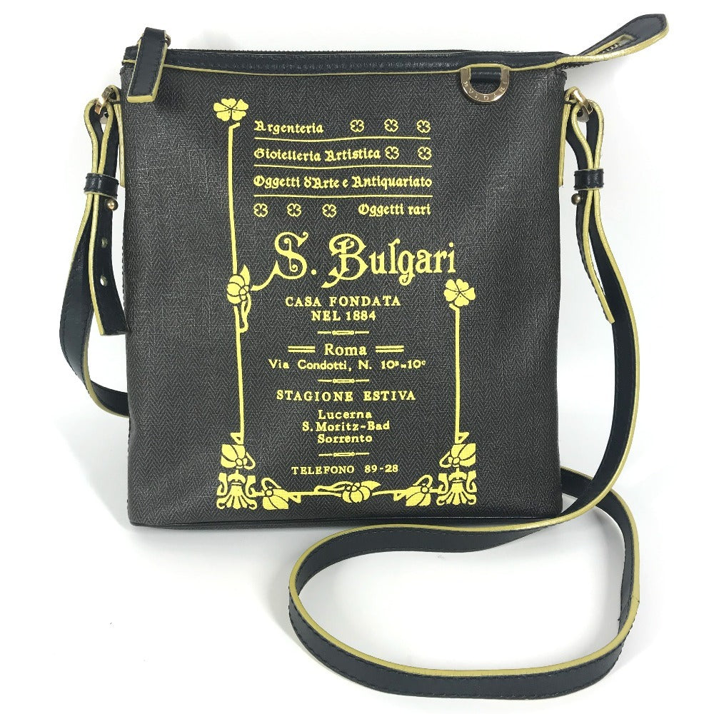 BVLGARI ロゴ S.Bulgari カバン ポシェット 斜め掛け ショルダーバッグ PVC/レザー ユニセックス グレー