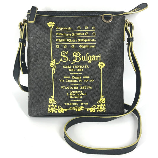BVLGARI ロゴ S.Bulgari カバン ポシェット 斜め掛け ショルダーバッグ PVC/レザー ユニセックス グレー