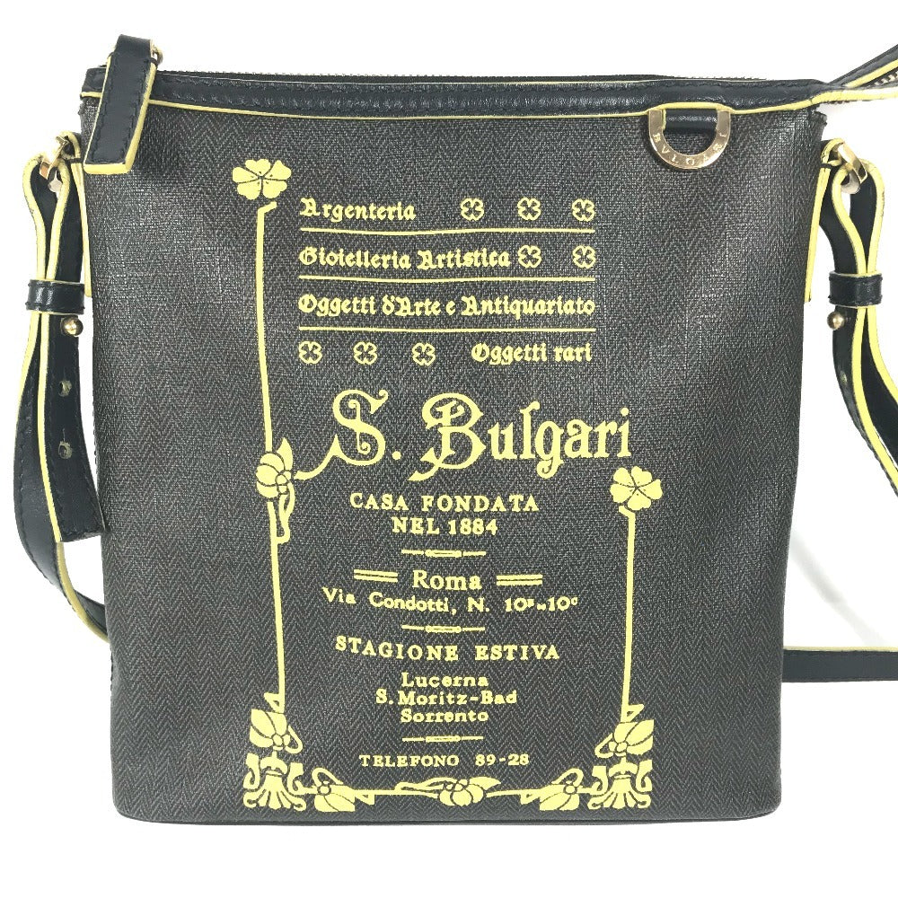 BVLGARI ロゴ S.Bulgari カバン ポシェット 斜め掛け ショルダーバッグ PVC/レザー ユニセックス グレー