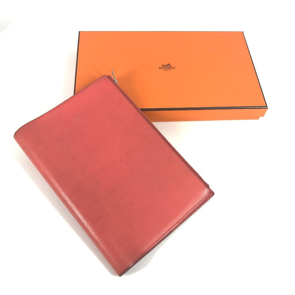 HERMES ステーショナリー ノートパッド 《EAジップ》 A5 メモカバー ケース 手帳カバー ブックカバー ノートカバー レザー ユニセックス ピンク系