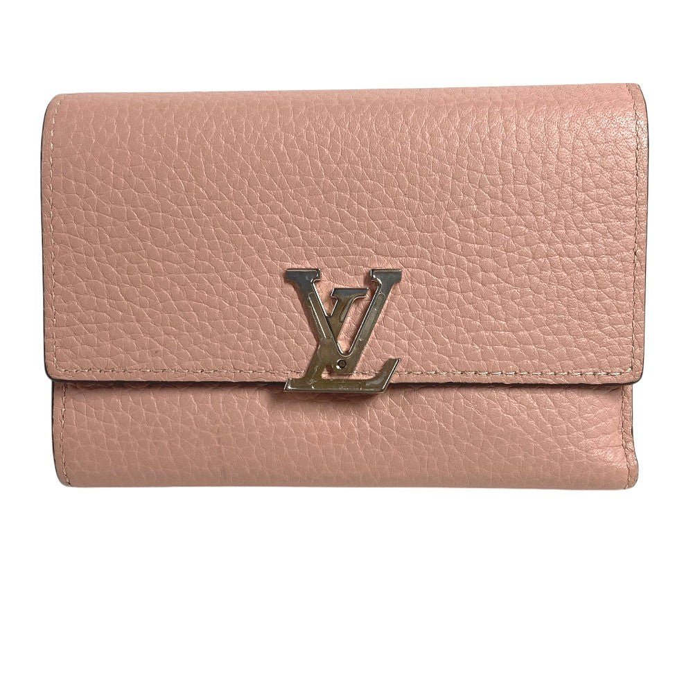 LOUIS VUITTON M62156 ポルトフォイユカプシーヌ コンパクトウォレット LVロゴ 3つ折り財布 トリヨン レディース マグノリア ピンク